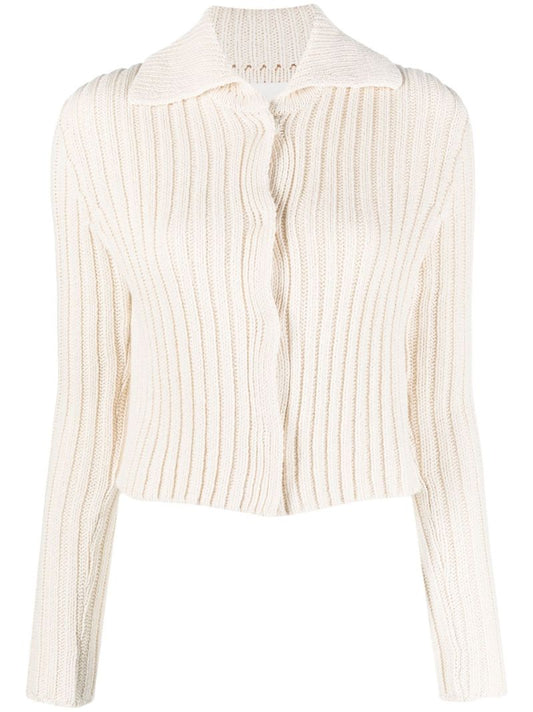 Neutral Ribbed Cotton Cardigan
