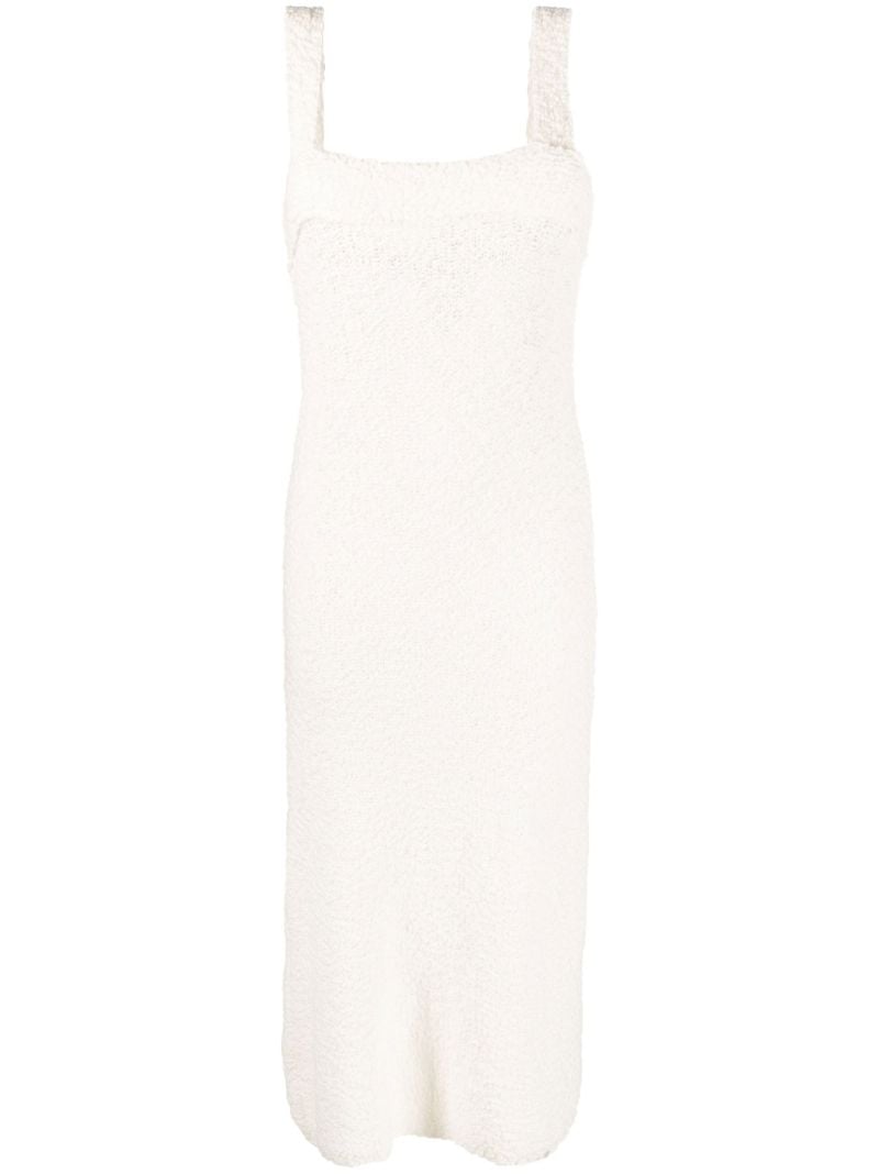 Cream Square-neck Knit Midi Dress