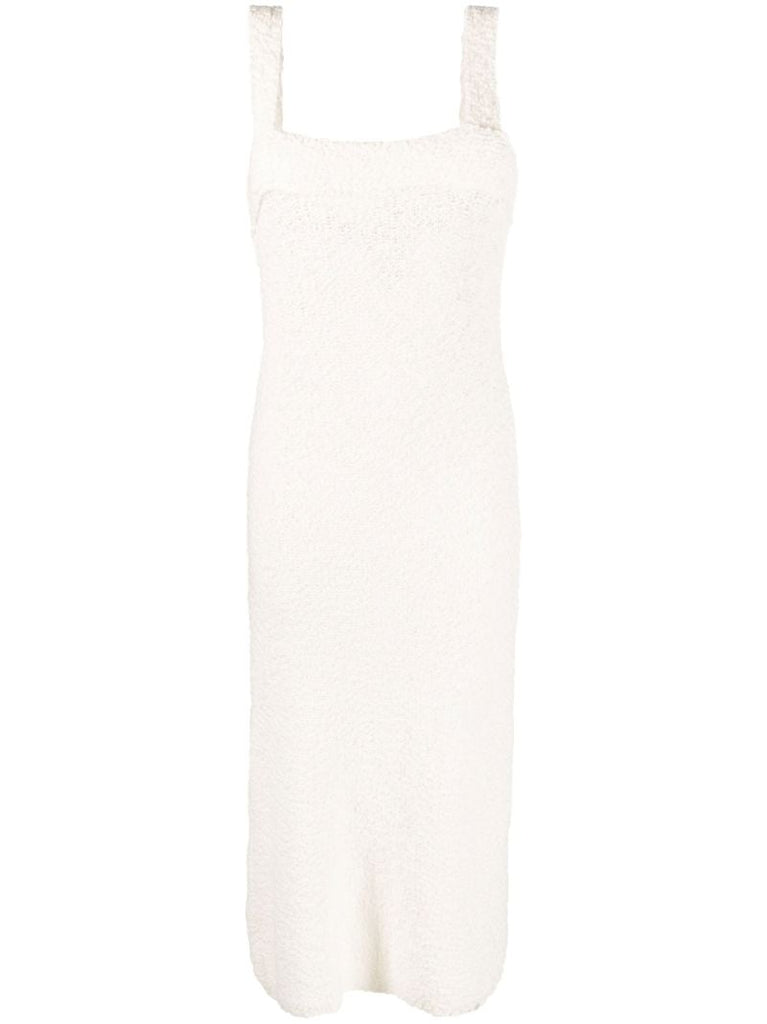 Cream Square-neck Knit Midi Dress