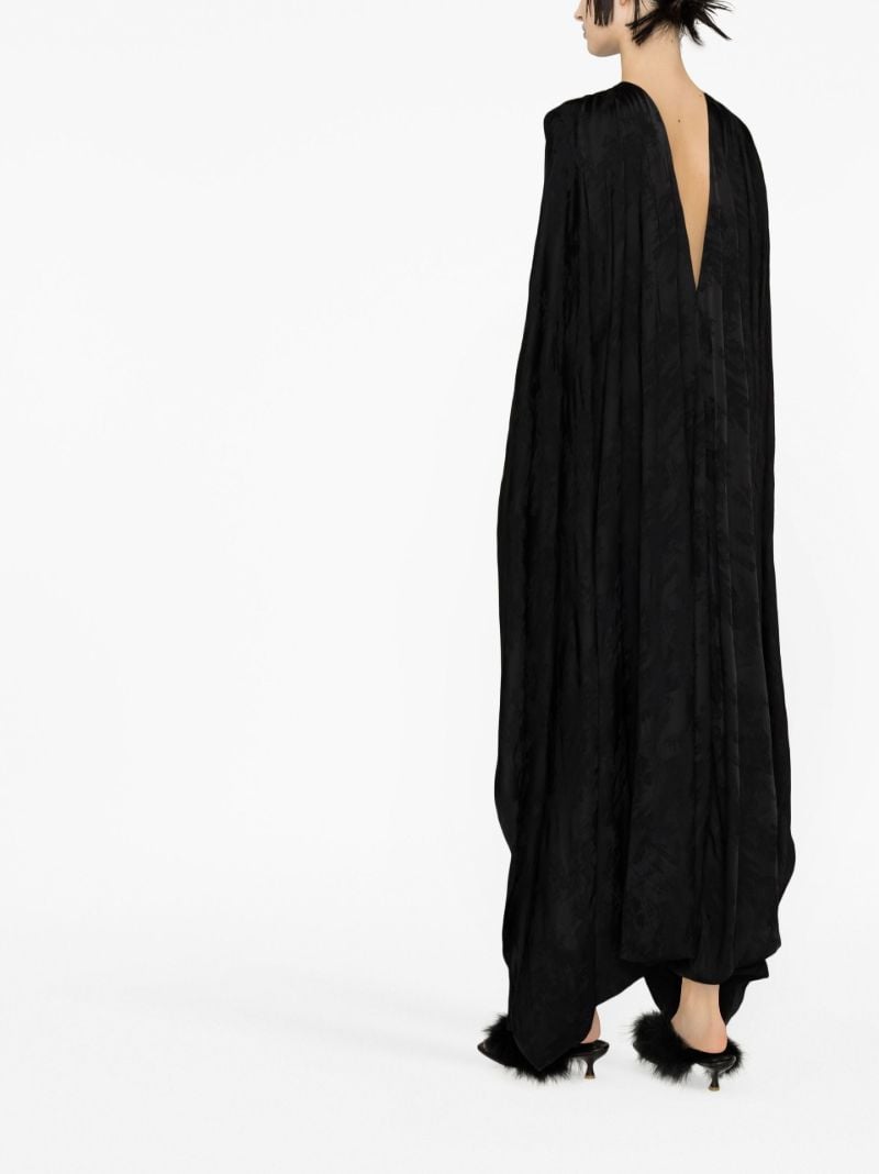 Black Jacquard Cape Maxi Dress
