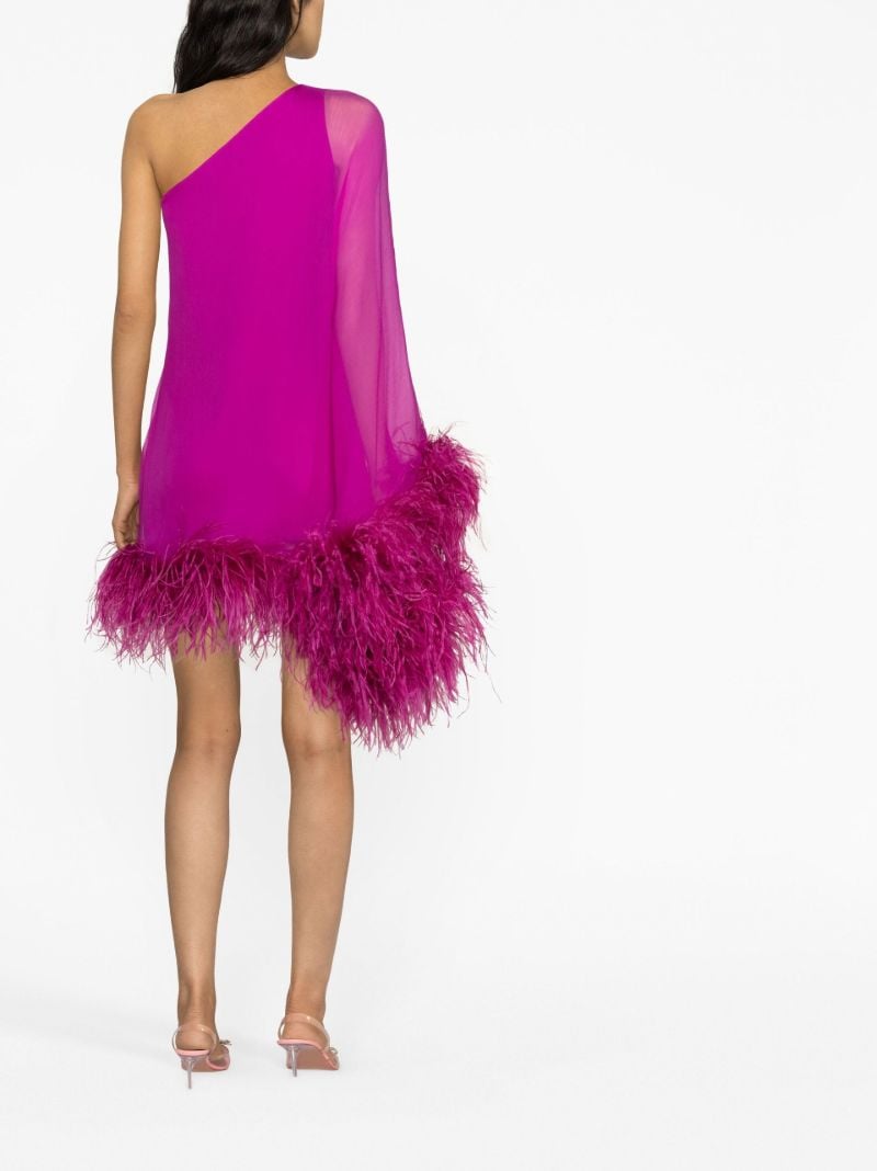 Pink Piccolo Ubud Feather-trim Mini Dress