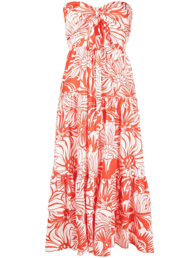 Red Marley Floral Print Halterneck Dress