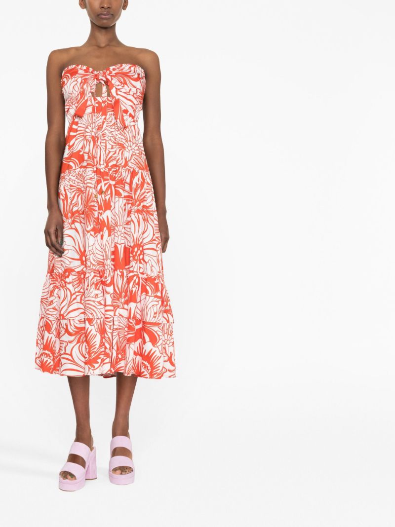 Red Marley Floral Print Halterneck Dress