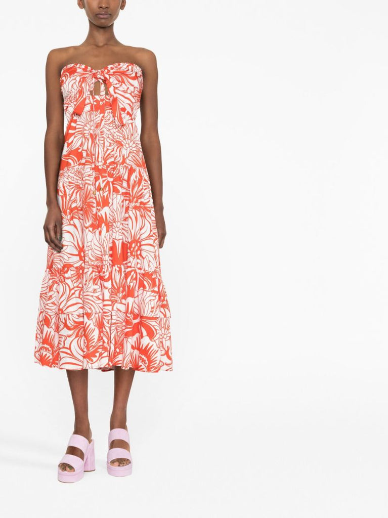 Red Marley Floral Print Halterneck Dress