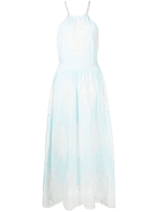 Blue Vivi Lace Cotton Dress