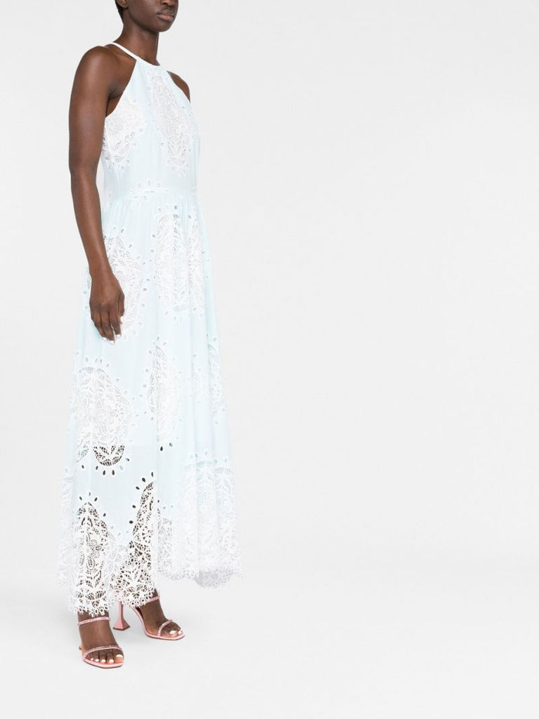 Blue Vivi Lace Cotton Dress