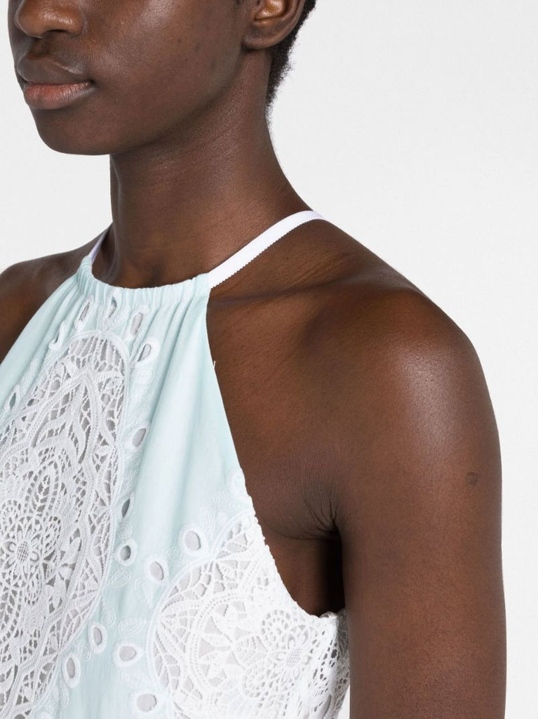 Blue Vivi Lace Cotton Dress