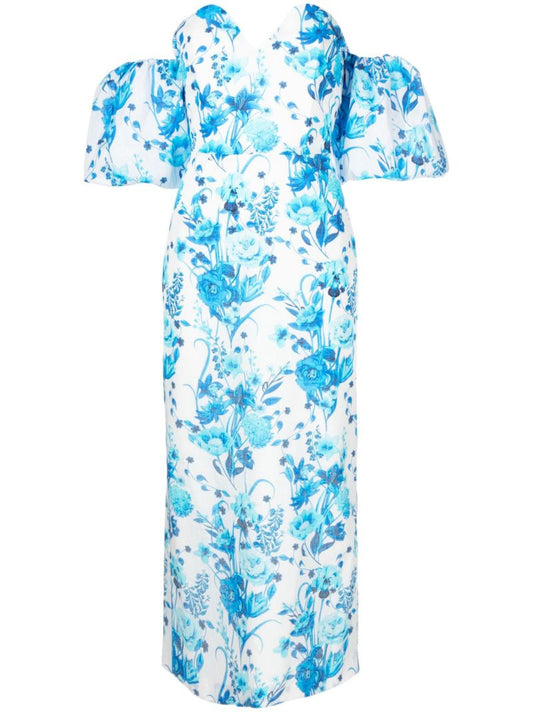 Blue Tati Off Shoulder Midi Dress
