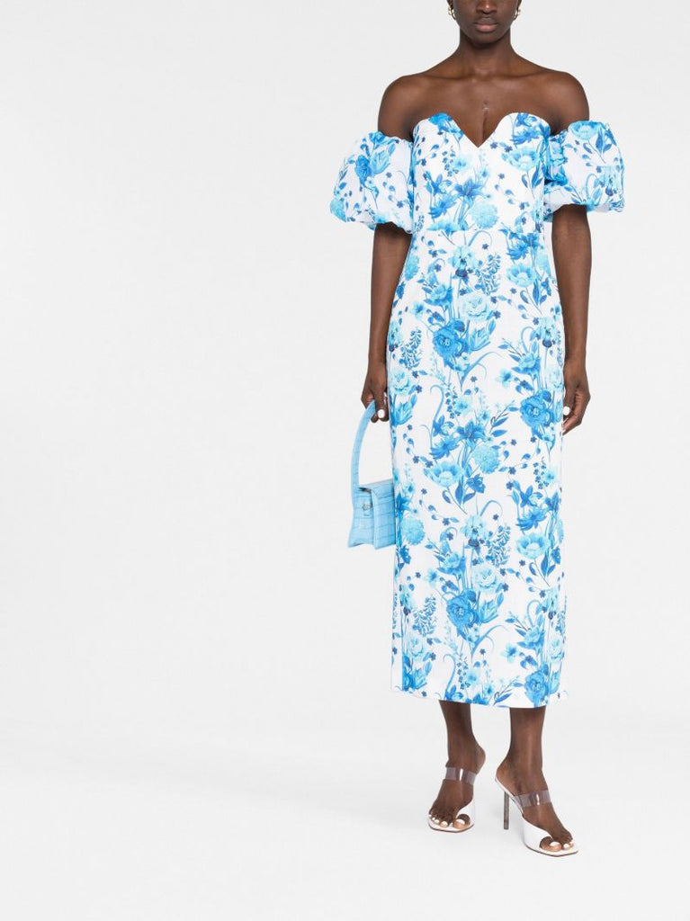 Blue Tati Off Shoulder Midi Dress