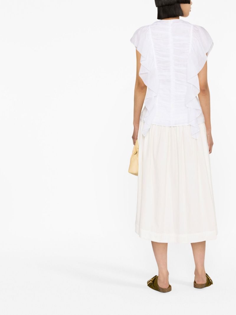 White Sleeveless Ruffle Top