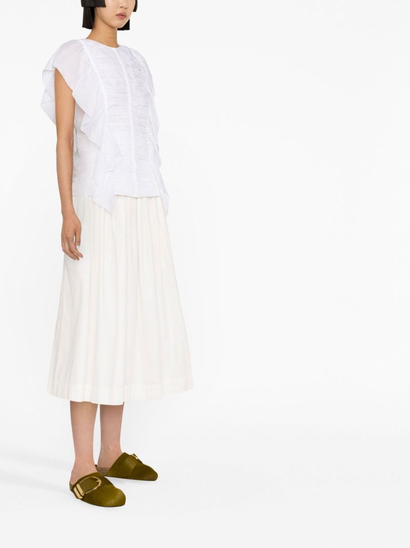 White Sleeveless Ruffle Top