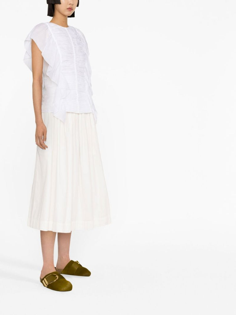 White Sleeveless Ruffle Top
