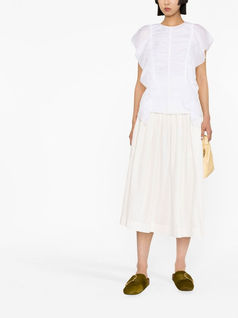 White Sleeveless Ruffle Top