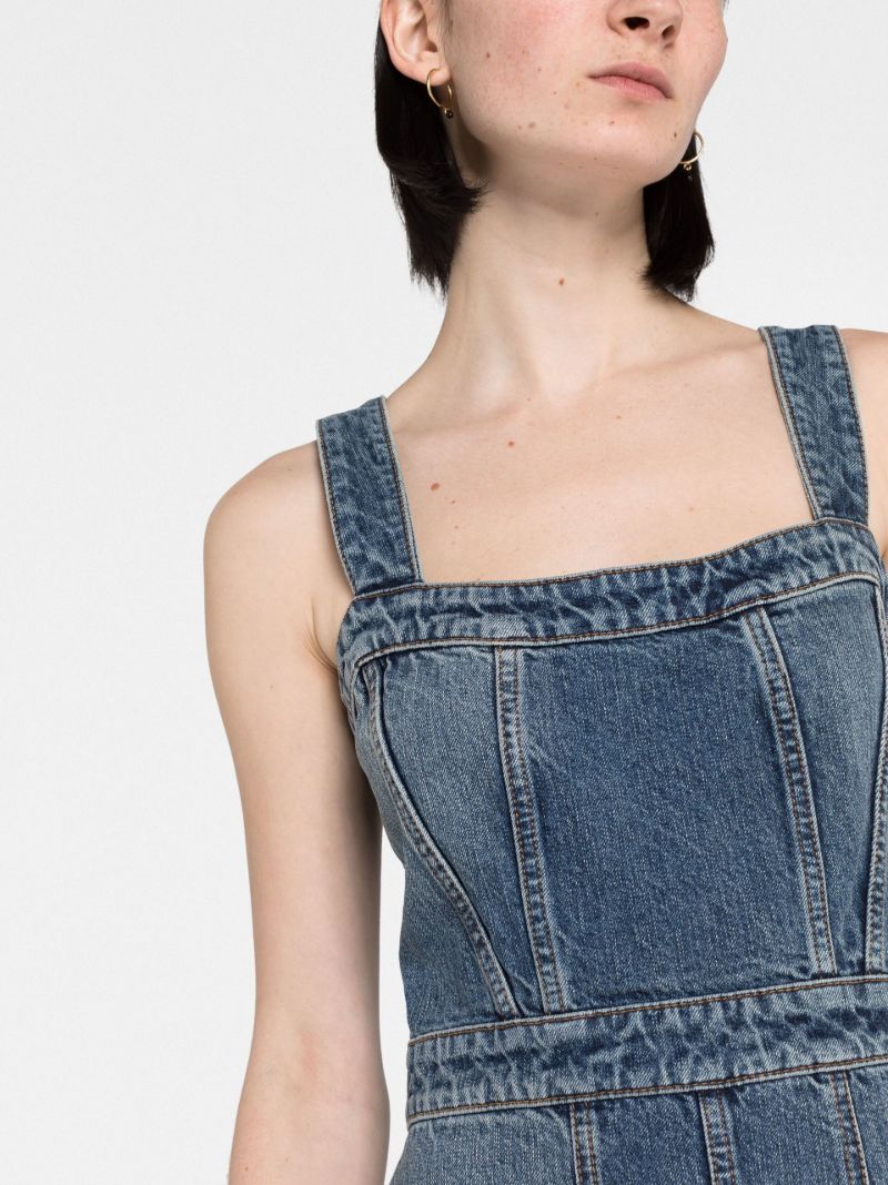 Indigo Blue Panelled Denim Midi Dress