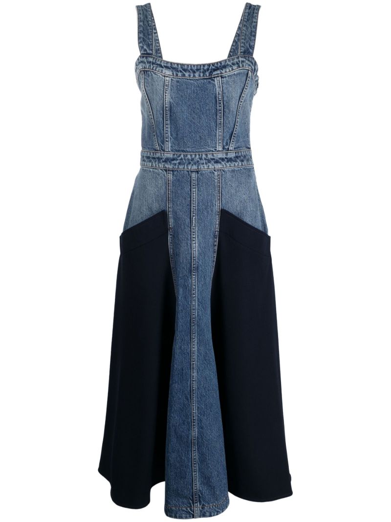 Indigo Blue Panelled Denim Midi Dress