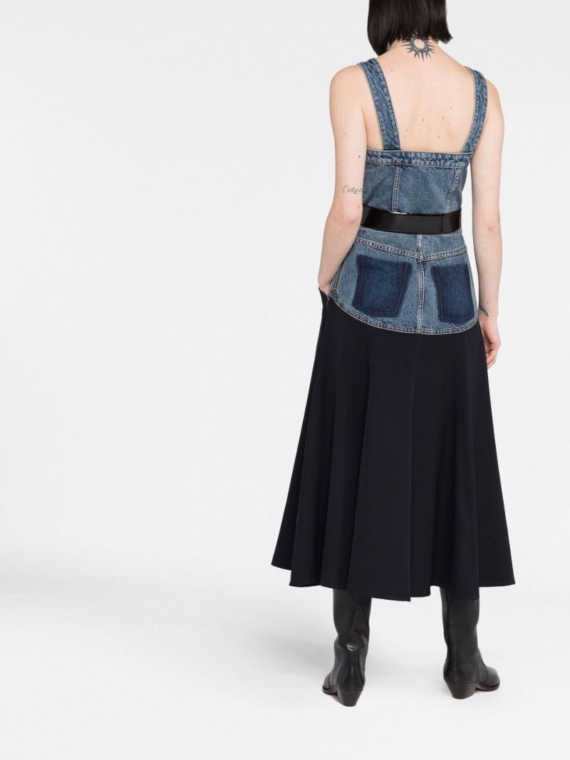 Indigo Blue Panelled Denim Midi Dress