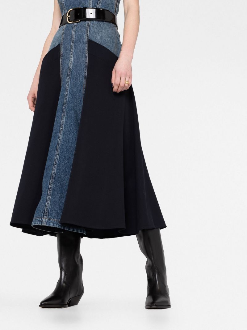 Indigo Blue Panelled Denim Midi Dress