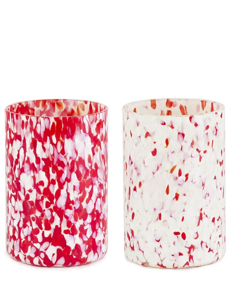 Red and White Macchia Glass Tumbler Set