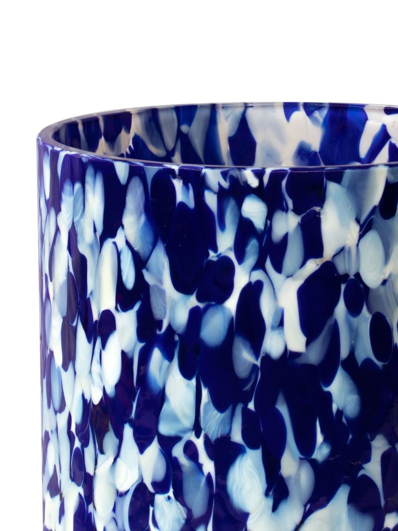 Blue and White Macchia Glass Tumbler Set