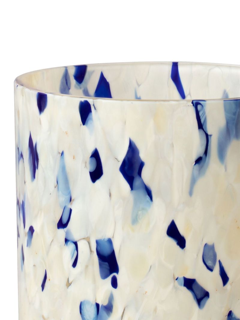 Blue and White Macchia Glass Tumbler Set