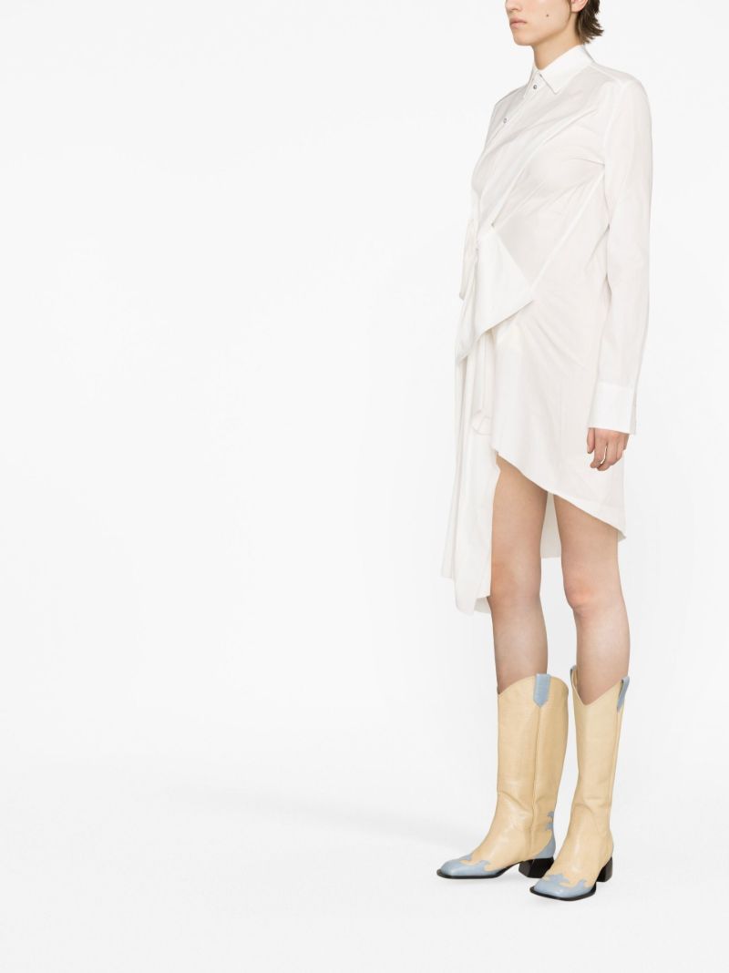 White Asymmetric Shirt Dress