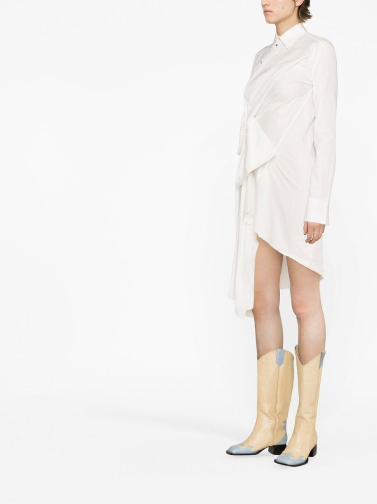 White Asymmetric Shirt Dress