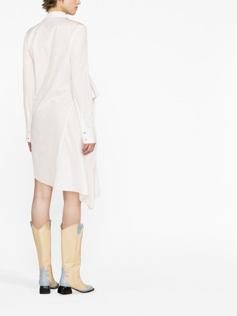 White Asymmetric Shirt Dress