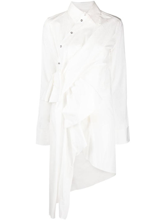 White Asymmetric Shirt Dress