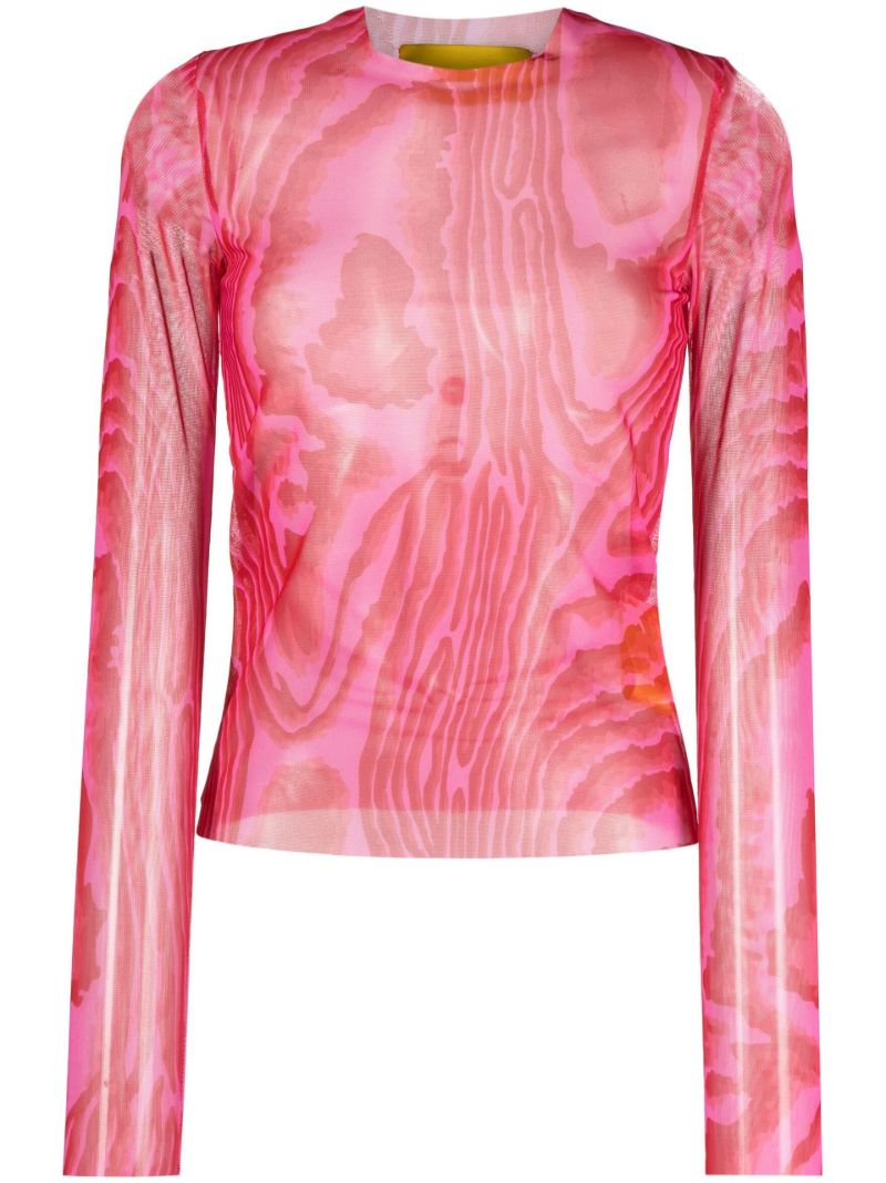 Pink Marbled Mesh Top