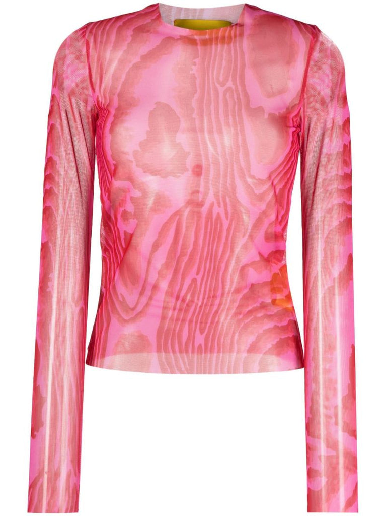Pink Marbled Mesh Top