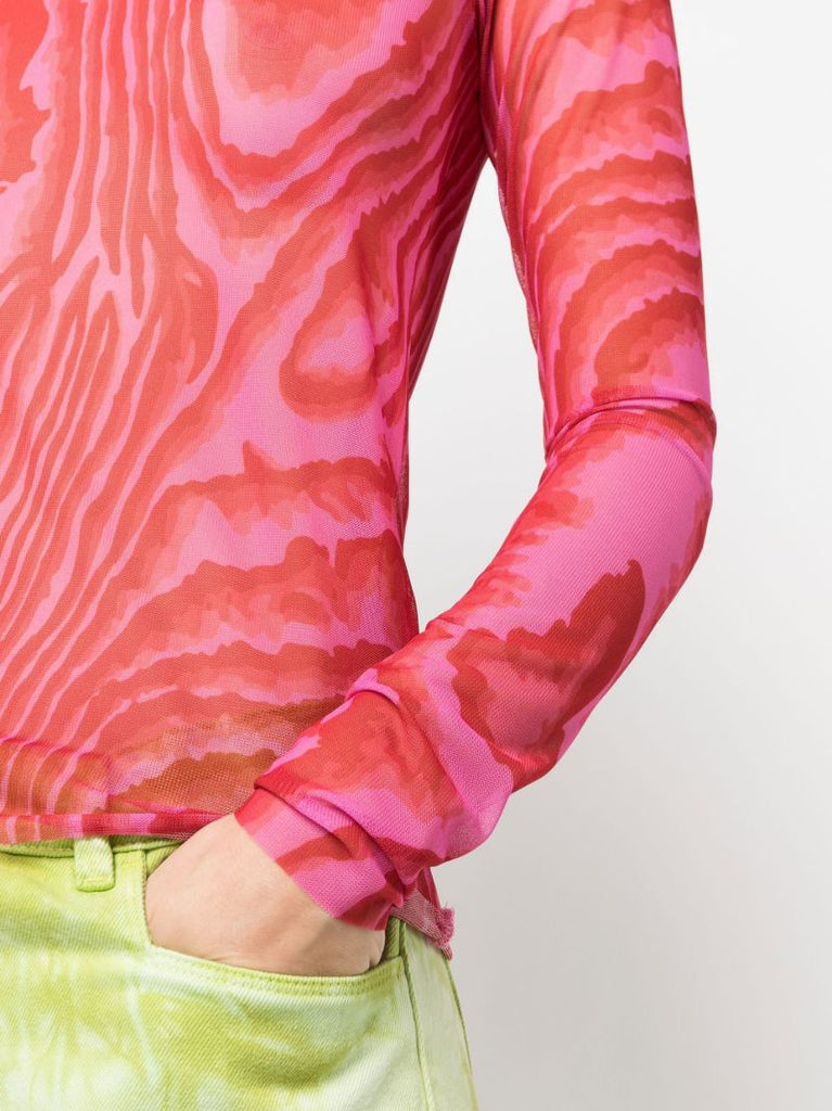 Pink Marbled Mesh Top