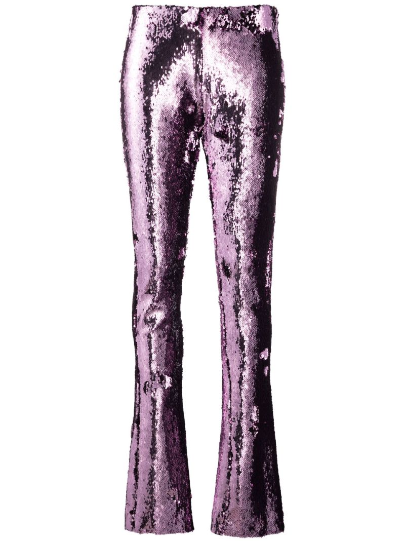 Purple Sequinned Flared Trousers