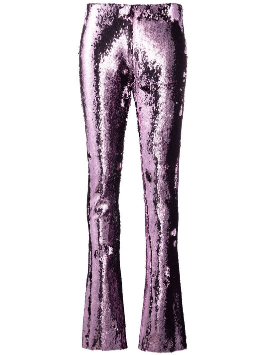 Purple Sequinned Flared Trousers