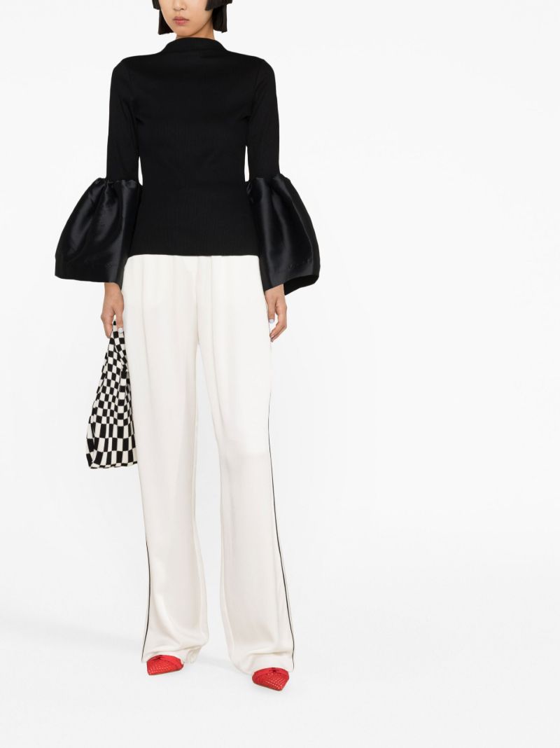 Black Puff-sleeve Turtleneck Top