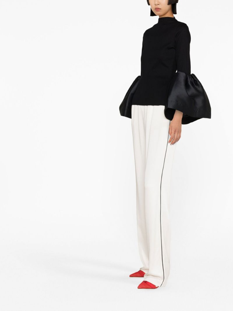 Black Puff-sleeve Turtleneck Top