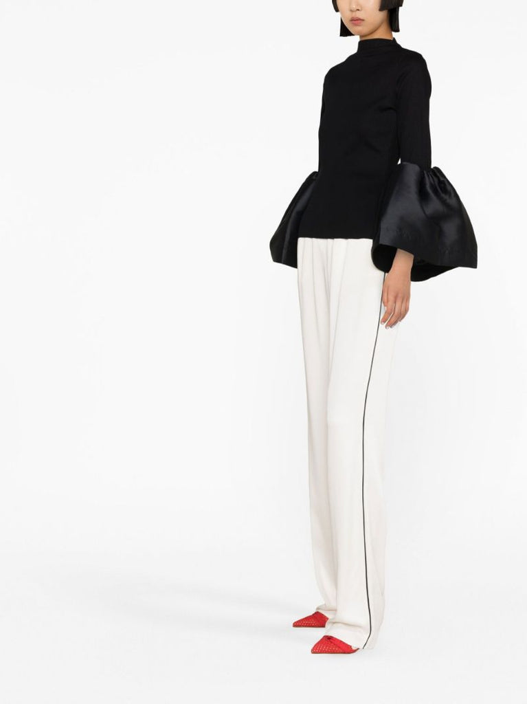 Black Puff-sleeve Turtleneck Top