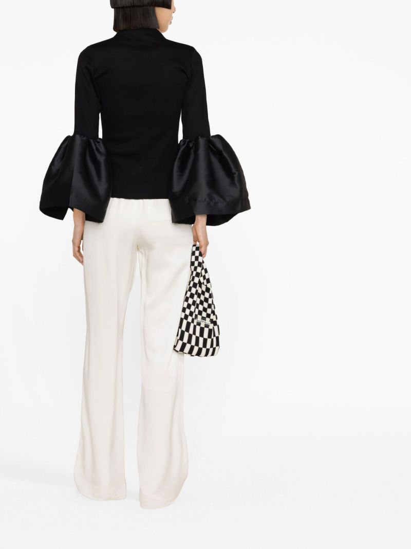Black Puff-sleeve Turtleneck Top