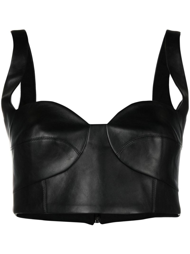 Black Faux Leather Corset Top