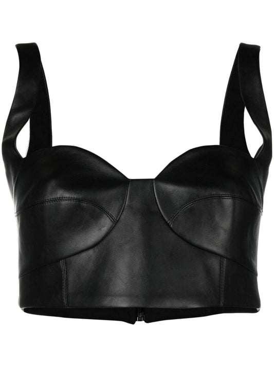 Black Faux Leather Corset Top