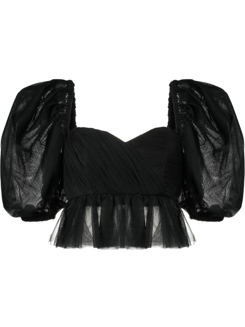 Black Tulle Crop Top