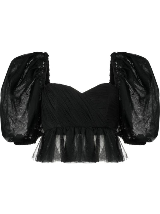 Black Tulle Crop Top