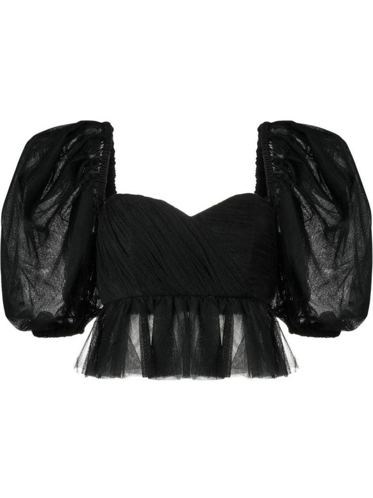 Black Tulle Crop Top