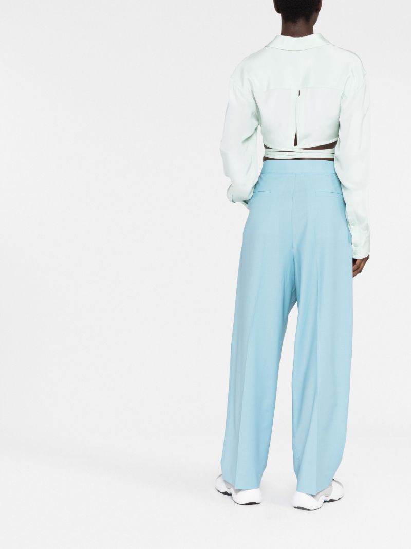 Blue High-waisted Wide-leg Trousers