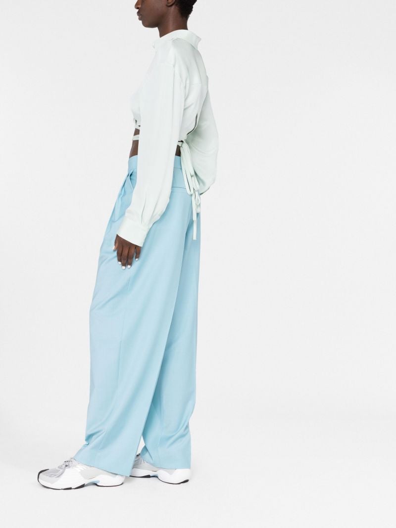 Blue High-waisted Wide-leg Trousers