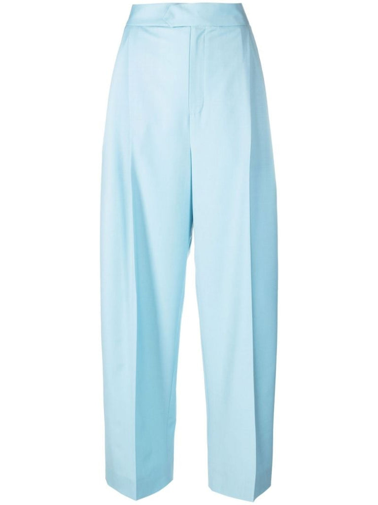 Blue High-waisted Wide-leg Trousers