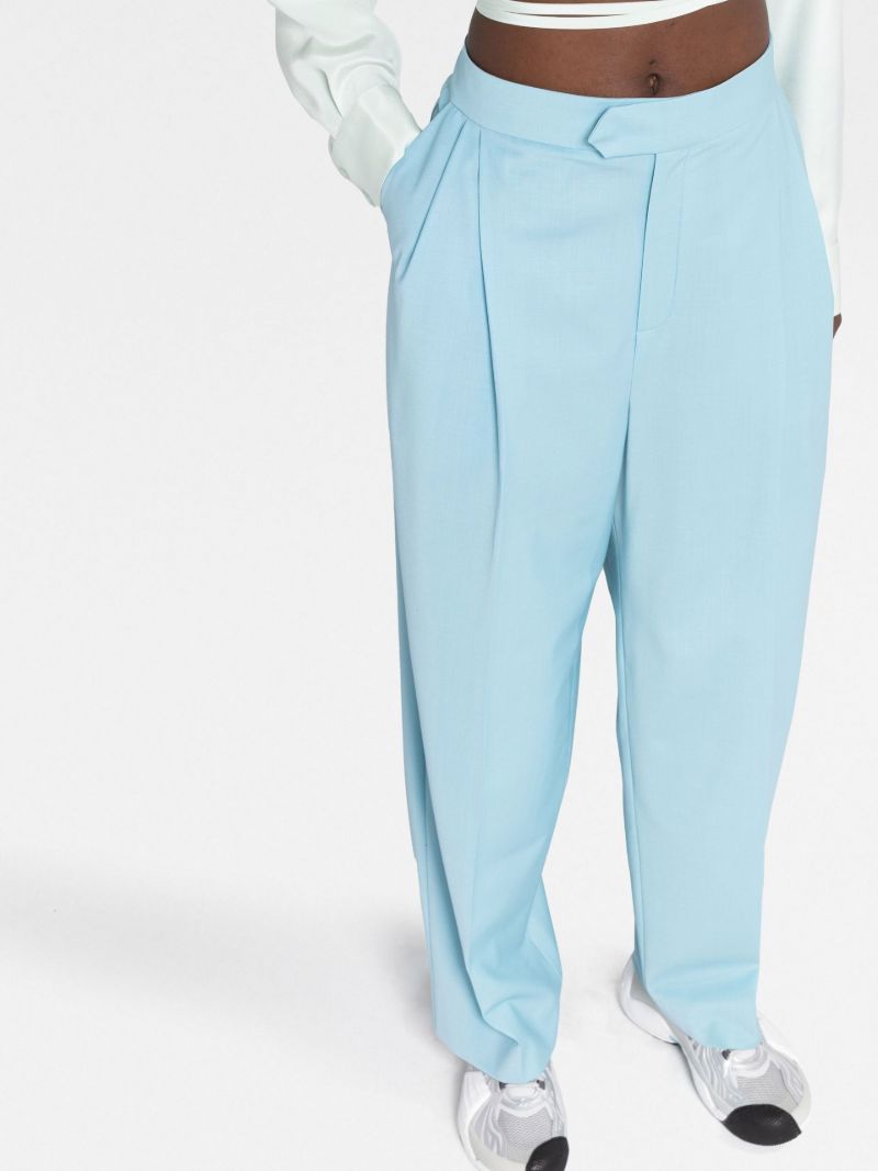 Blue High-waisted Wide-leg Trousers
