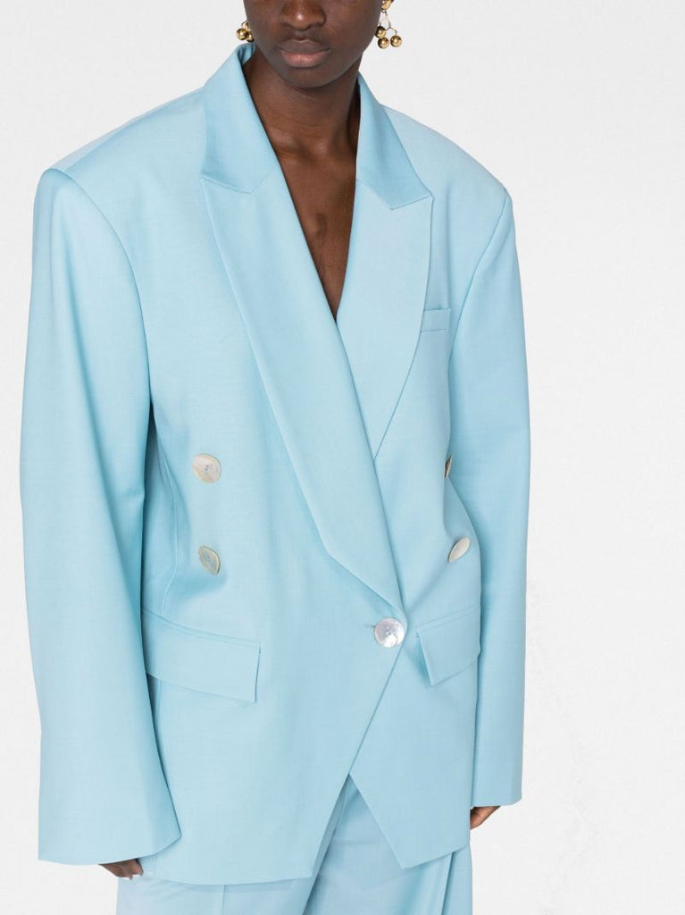 Blue Oversize Double-breasted Blazer
