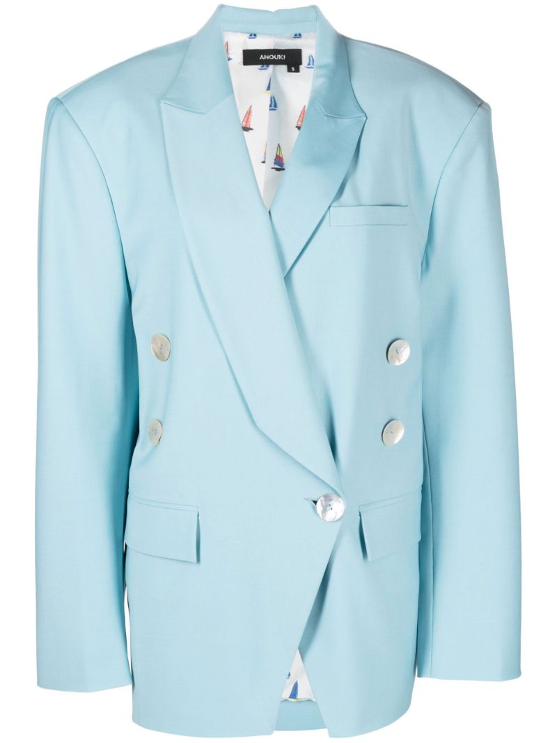 Blue Oversize Double-breasted Blazer