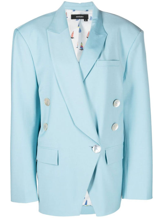 Blue Oversize Double-breasted Blazer