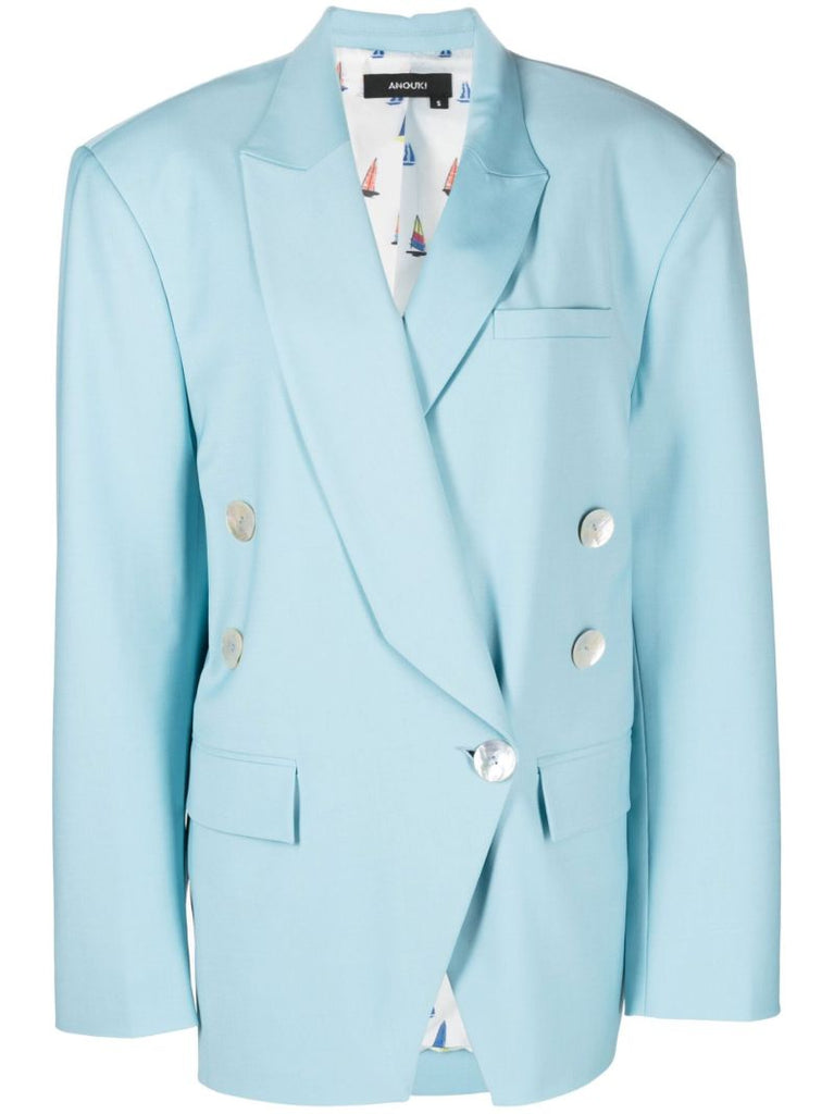 Blue Oversize Double-breasted Blazer